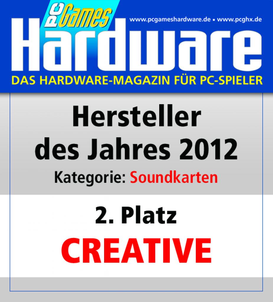 [01/02/2013] Award Soundkarten Platz 2 Creative