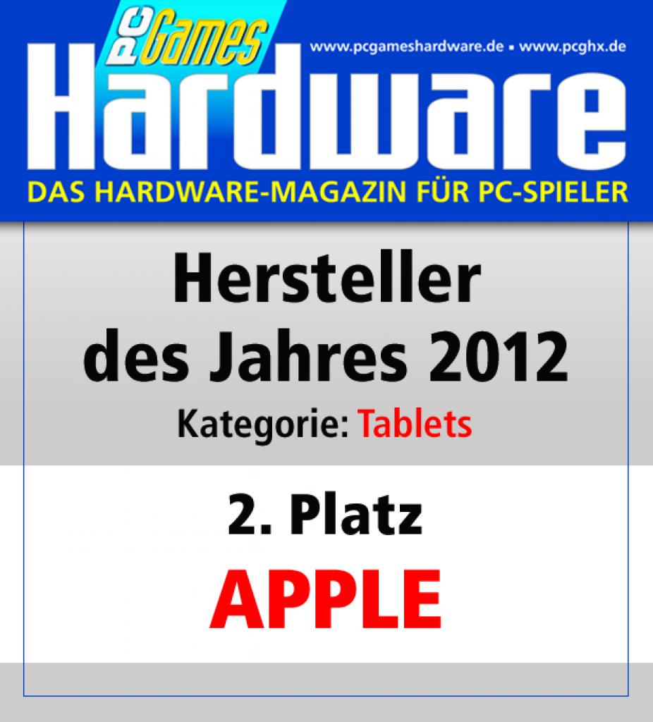 [01/02/2013] Award Tablets Platz 2 Apple