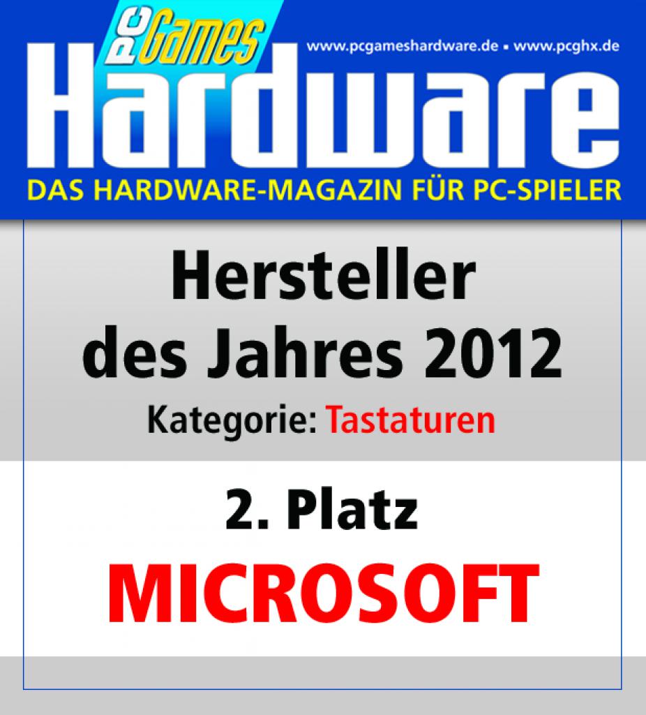 [01/02/2013] Award Tastaturen Platz 2 Microsoft