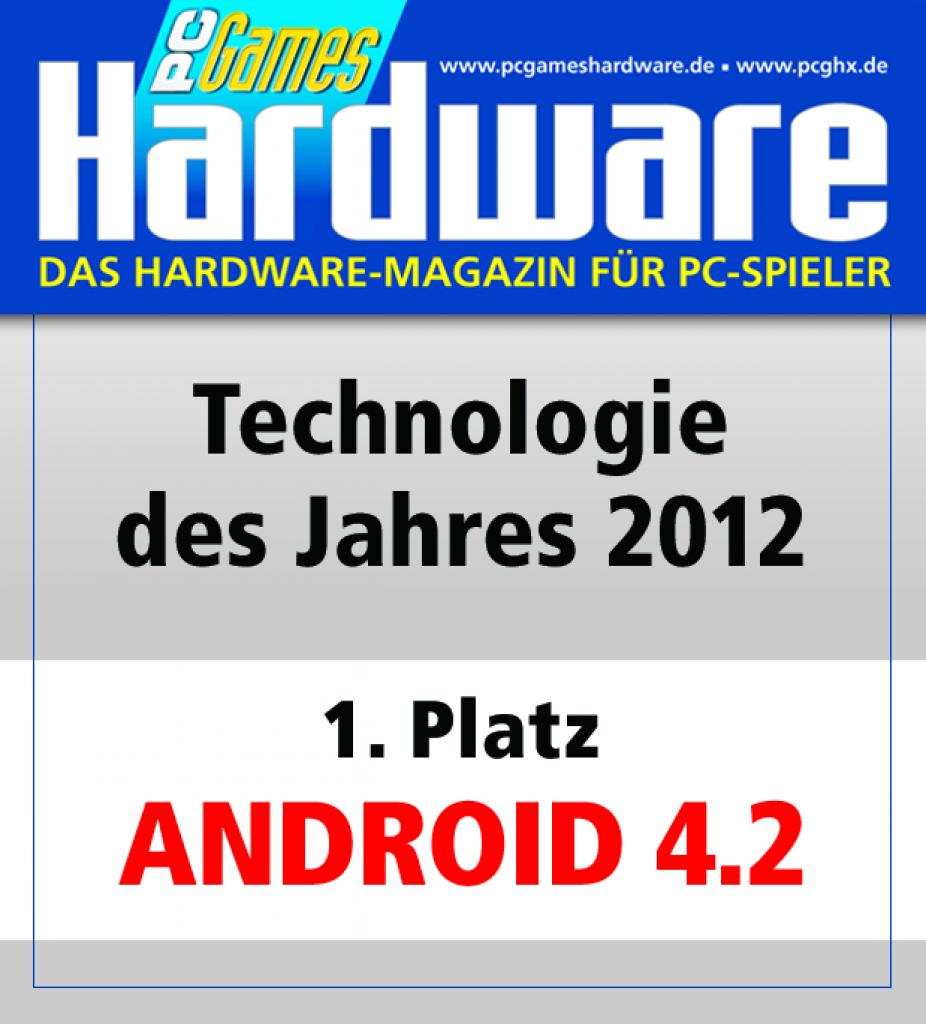 [01/02/2013] Award Technologie des Jahres Platz 1 Android 4 2