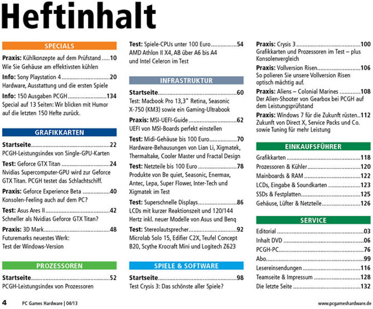 [27/02/2013] Heftinhalt PCGH 04 2013