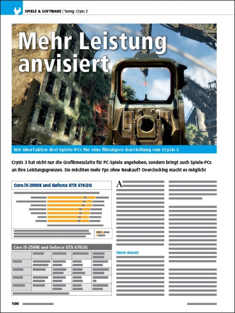 [26/03/2013] PC Games Hardware 04/2013 (ab 3. April und 3,99 EUR im Handel): Tuning Crysis 3 Auszug aus einem Artikel mit zwei Seiten 