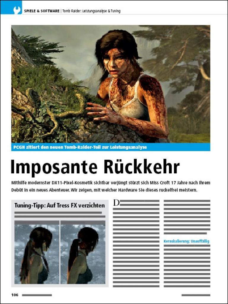 [26/03/2013] PC Games Hardware 04/2013 (ab 3. April und 3,99 EUR im Handel): Tuning Tomb Raider Auszug aus einem Artikel mit zwei Seiten 