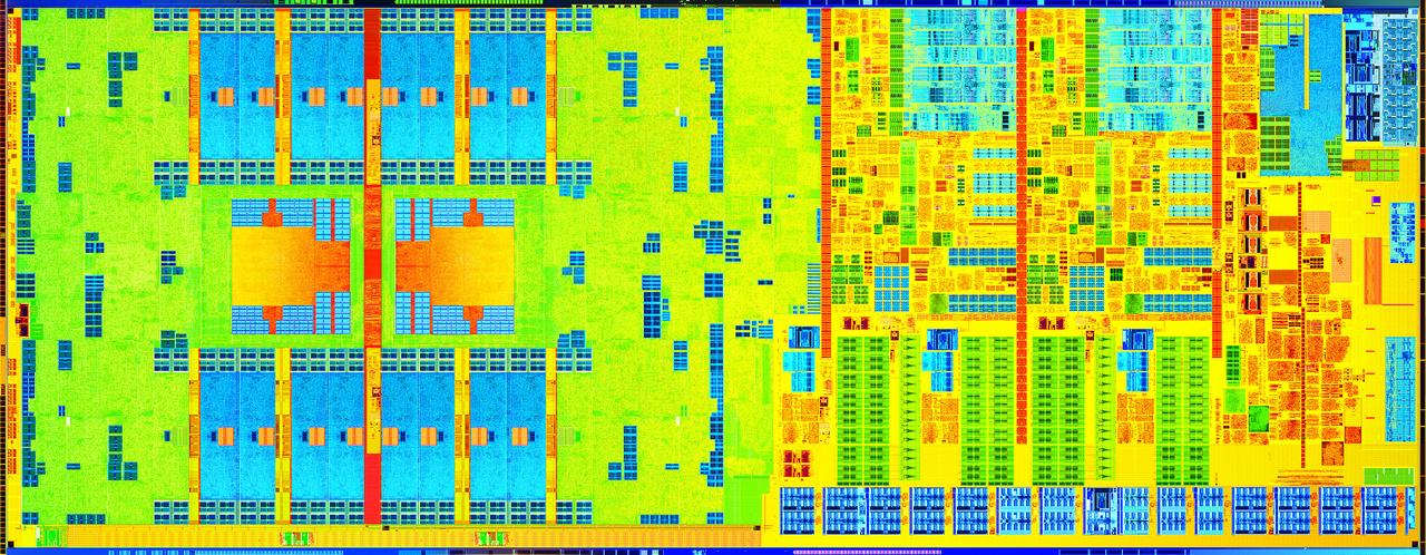 [31/05/2013] Haswell: Dualcore mit GT3-Grafikeinheit (die 2 x 20 EUs sind links im Bild gut erkennbar)