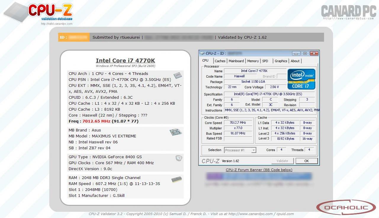 [02/05/2013] Core i7-4770K @ 7.012,65 MHz