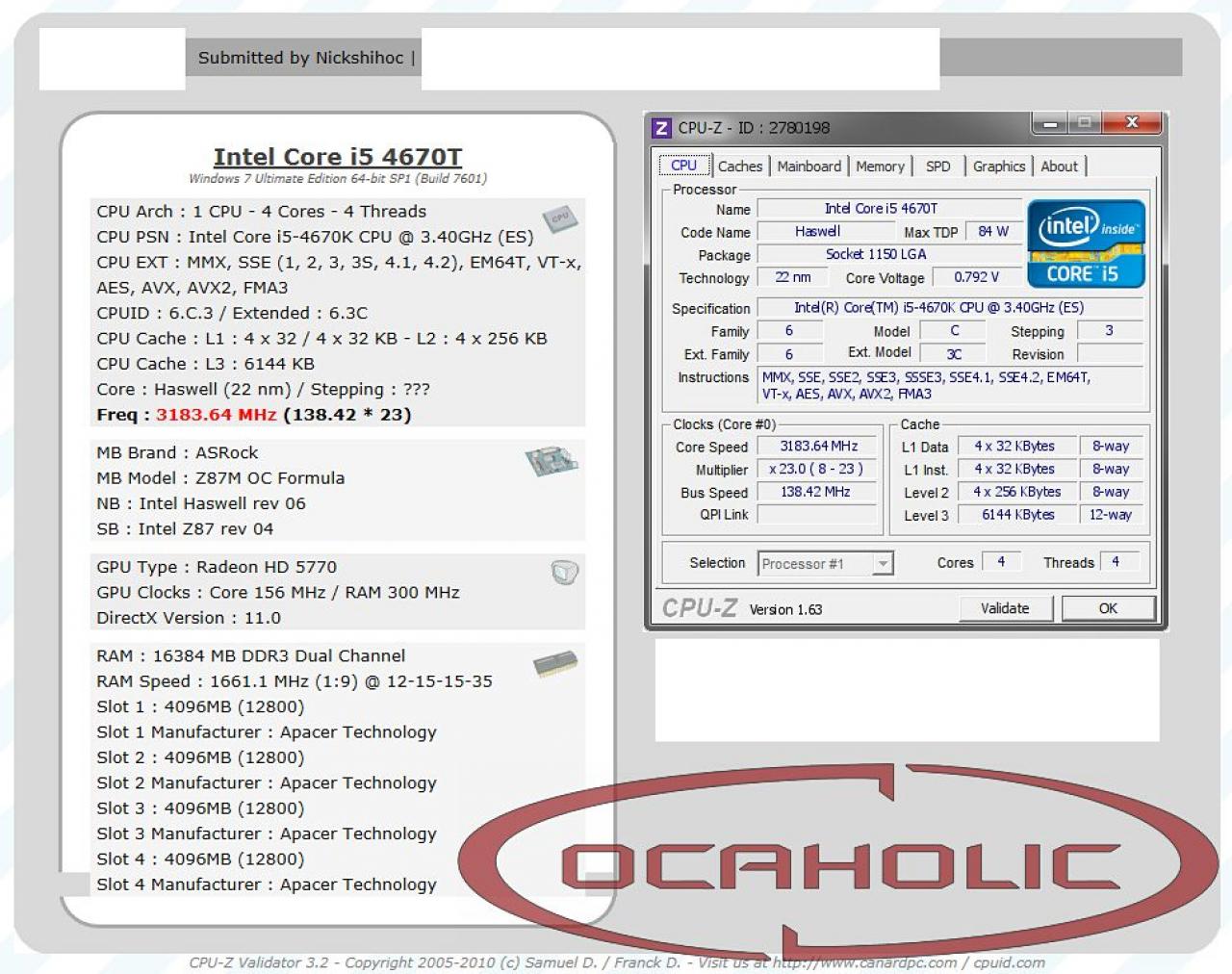 [02/05/2013] 16 GiByte DDR3-RAM @ 1.661,1 MHz (DDR3-3322)