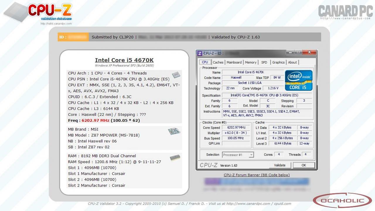 [02/05/2013] Core i5-4670K @ 6.202,97 MHz