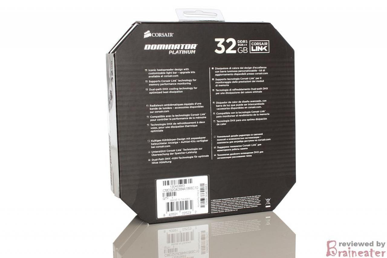 [24/05/2013] 32 GiByte DDR3-1866-RAM: Corsair Dominator Platinum (CMD32GX3M4A1866C10) (2)