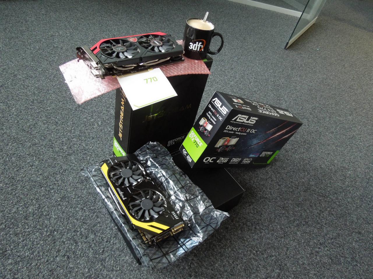 [29/05/2013] 2.6.2013: Endlich nicht mehr geheim: Nachdem das NDA gefallen ist, darf Raff die GTX 770 zeigen, die er und Kollege Spille von VGA-Stern schon ausgiebig testen durften. Und da ein Bild ja bekanntlich mehr als tausend Zeichen sagt, hat Herr Vötter hier ein paar der unzähligen Karten zusammengestellt, die wir für Sie in der PCGH 08/2013 testen - inklusive voller! 3dfx-Tasse versteht sich.