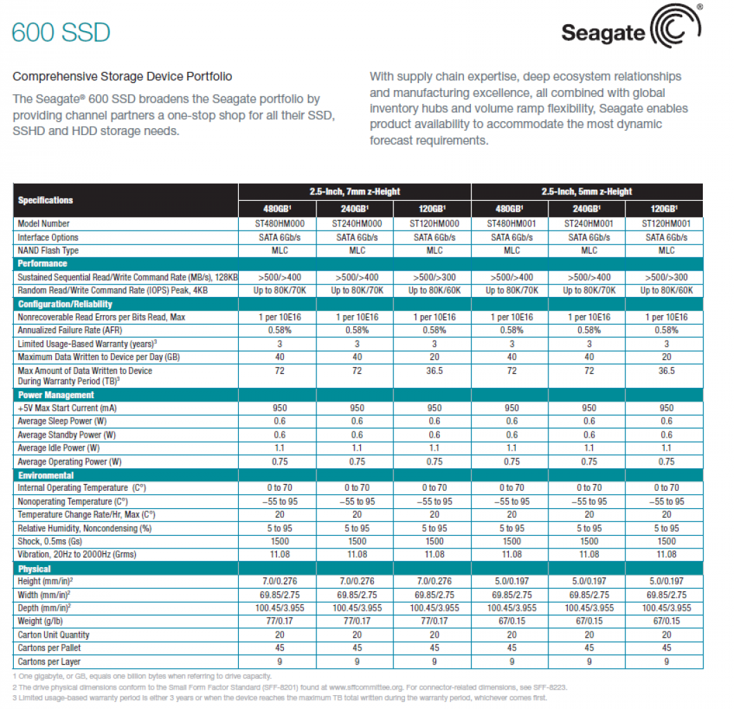 [07/05/2013] Seagate SSD 600 Datenblatt