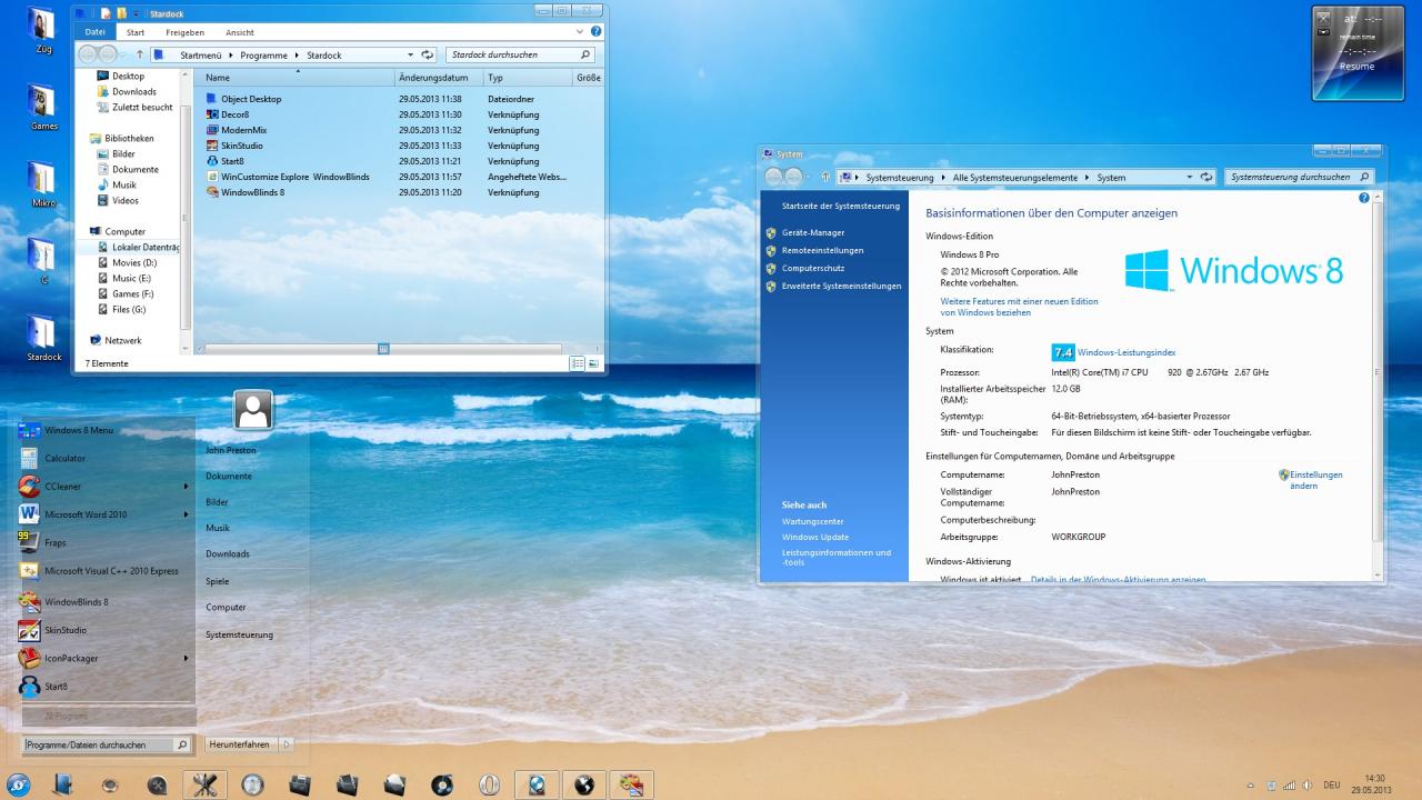 [29/05/2013] Windows 8 mit Glaseffekt