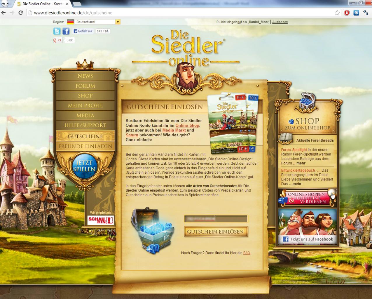 [04/06/2013] Siedler Online Anleitung Item-Code: Rufen Sie www.diesiedleronline.de auf und klicken Sie links auf 