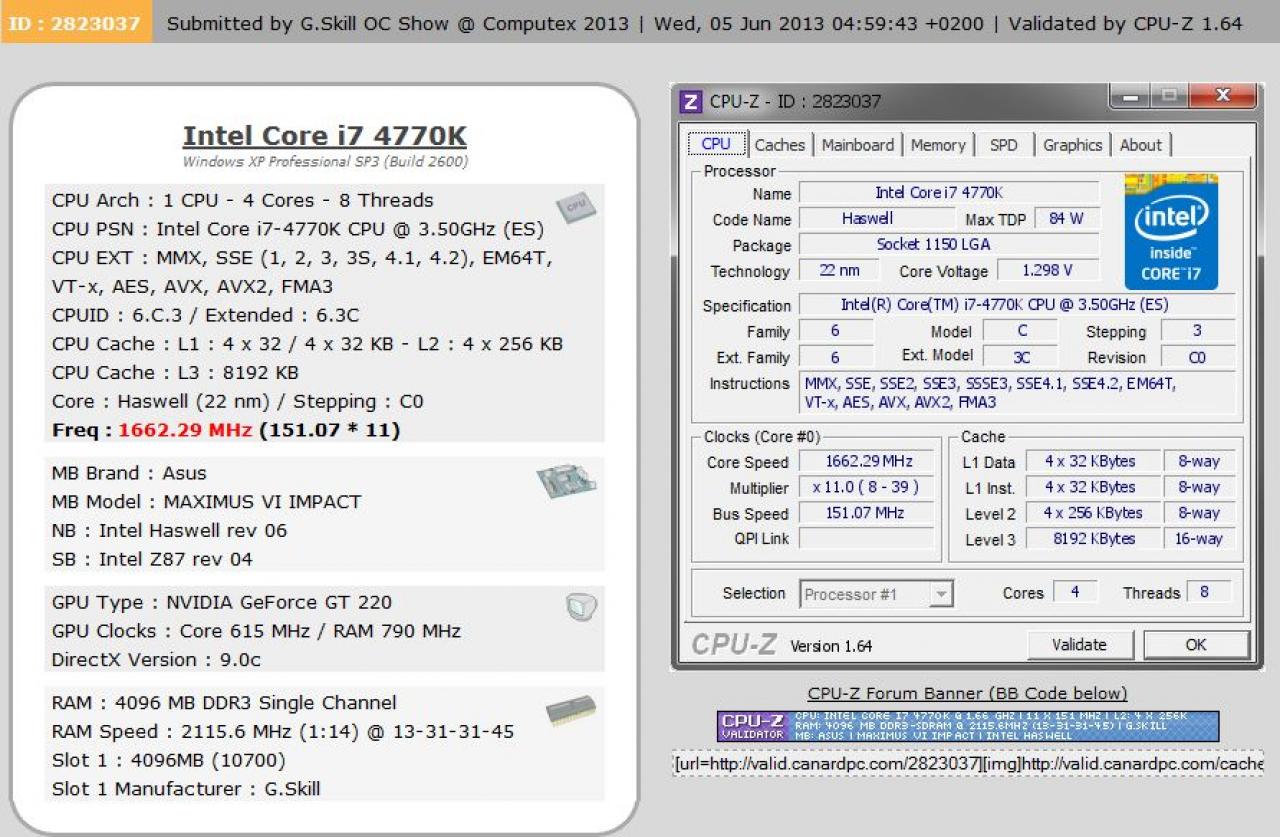 [05/06/2013] CPU-Z-Validierung: DDR3-4231