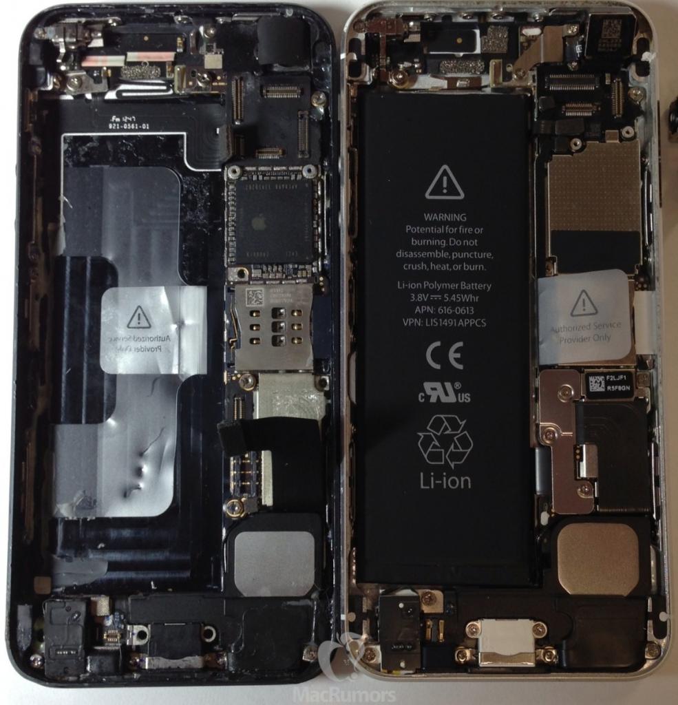 [25/06/2013] Abbildungen mutmaßlicher Bauteile des iPhone 5S - im Bild: Das Innenleben eines Prototyps