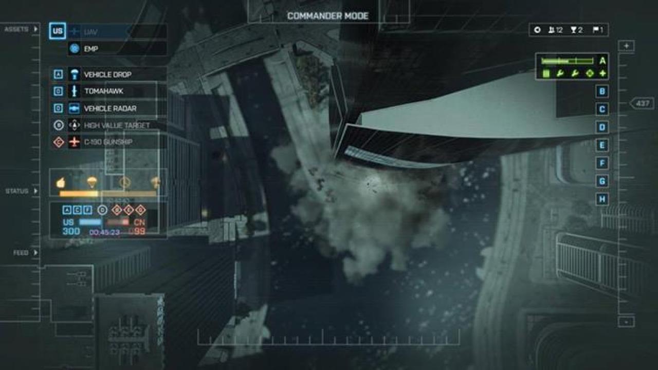 [03/07/2013] 03.07.2013: Battlefield 4 Hochhauseinsturz in Siege of Shanghai: Das Ganze in der Commander-Modus-Ansicht.