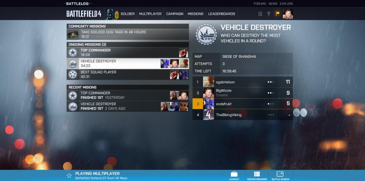 [26/07/2013] Battlelog: Missionen