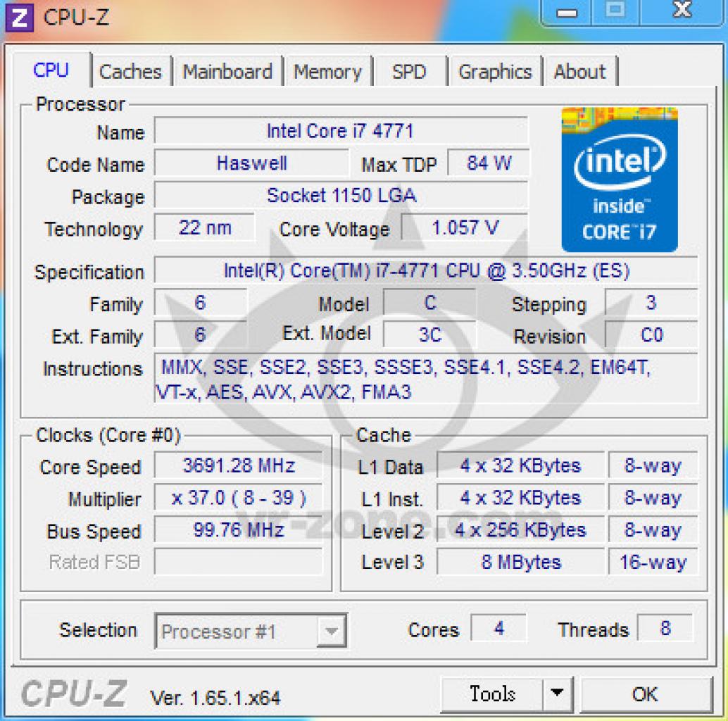 [31/07/2013] Core i7 4771: CPU-Z