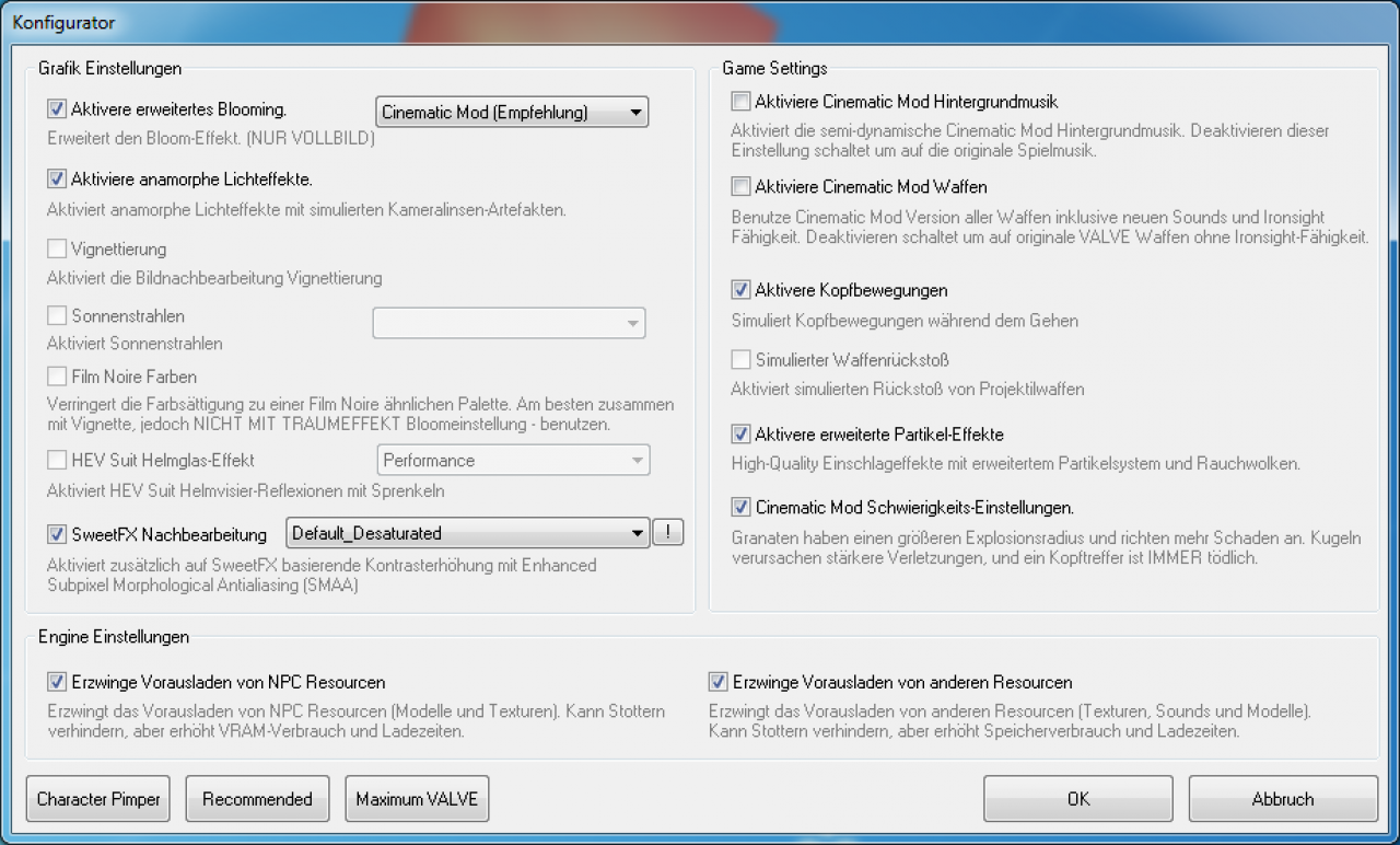 [19/07/2013] Cinematic Mod Config Tool: PCGH-Empfehlung