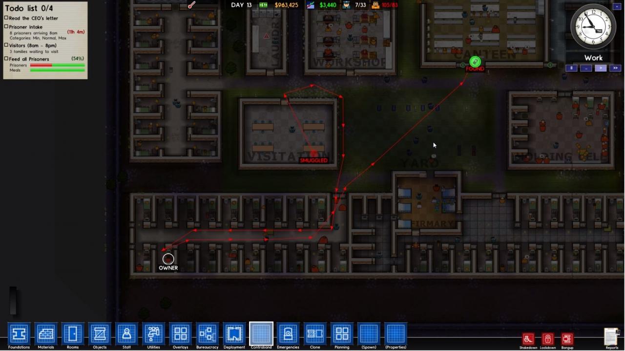 [12/08/2013] In Prison Architect dreht sich Alles um das Managen eines Gefängnisses. Dabei startet man von Grund auf. Man muss die Architektur selbst anlegen, Leitungen entsprechend verlegen, und die Räumlichkeiten so planen, dass das Gebäude sowohl ausbruchsicher als auch funktional ist. Wenn die Insassen einen Aufstand starten, sollten die Sicherheitskräfte möglichst schnell in die entsprechenden Bereiche kommen können, um das verlorene Territorium zurückzugewinnen. Für zufriedene Insassen reichen dann auch nicht nur Einzelzellen, Familienkontakt und Freigang im Hof, sondern es sollten auch Ärzte und Psychologen eingesetzt werden. Der Titel ist seit geraumer Zeit in der Alpha-Phase und auf Steam erhältlich.