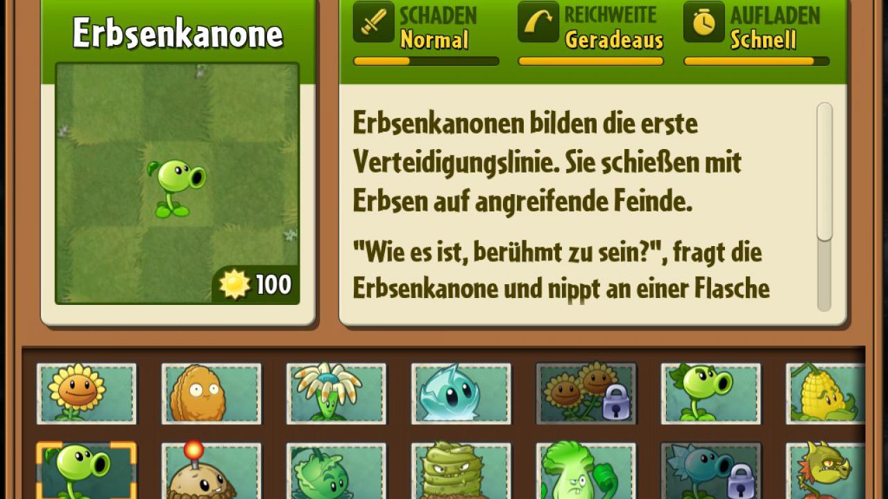 [27/09/2013] Erbsenkanone: Die Standard-Waffe in Pflanzen-Zombie-Duellen. Bauen Sie so viele wie möglich davon.