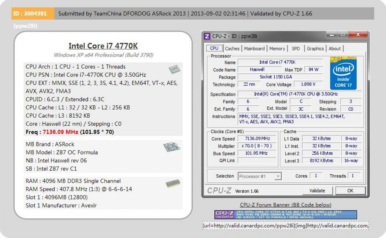 [04/09/2013] Neuer Intel Haswell OC-Rekord: Core i7-4770K auf über 7,1 GHz übertaktet (1)
