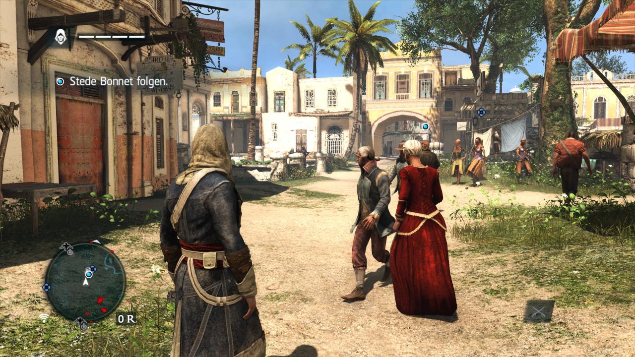 [19/11/2013] Assassins Creed: Black Flag - Das sehr aggressive Level-Of-Detail in Aktion: Hier ist das helle Gebäude vorne links noch in der weniger detaillierten Version zu sehen...