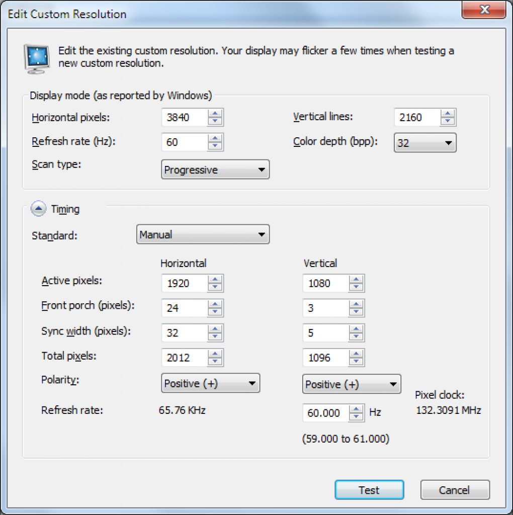 [22/11/2013] Setting für die Auflösung 3.840 x 2.160 im Geforce-Treiber