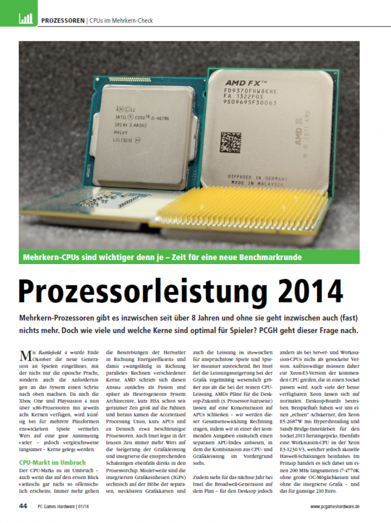 [29/11/2013] PCGH 01/2014: Mehrkernoptimierung im Check