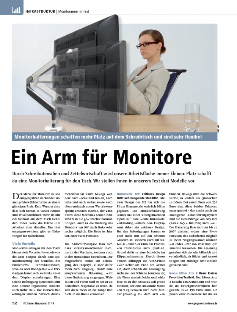 [29/11/2013] PCGH 01/2014: Monitorhalterungen im Test