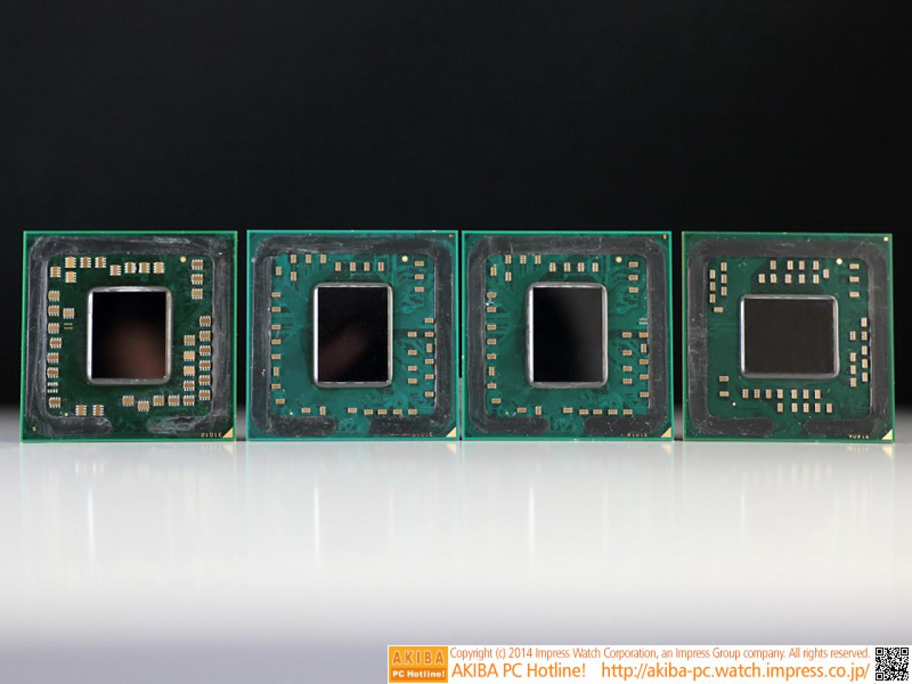 [20/01/2014] Von links nach rechts: Llano (A8-3850), Trinity (A8-5600K), Richland (A10-6700) und Kaveri (A10-7700K)