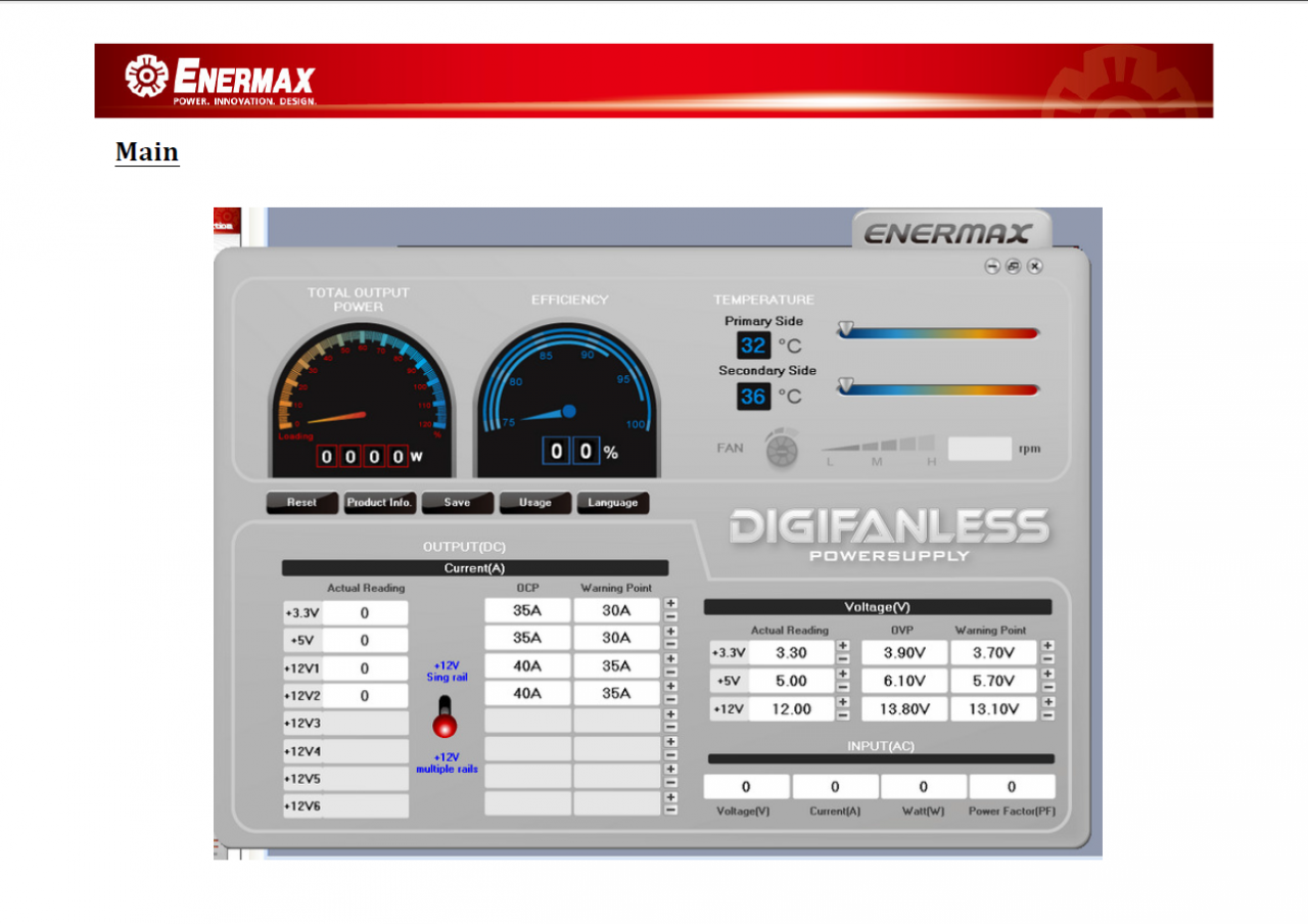 [22/01/2014] Enermax Digifanless-Software: Übersicht