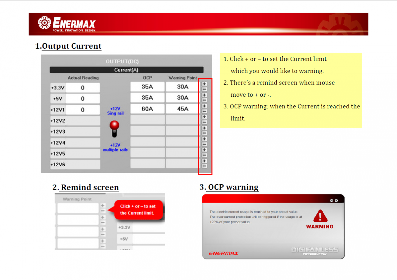 [22/01/2014] Enermax Digifanless-Software: Einstellbarer Überstromschutz