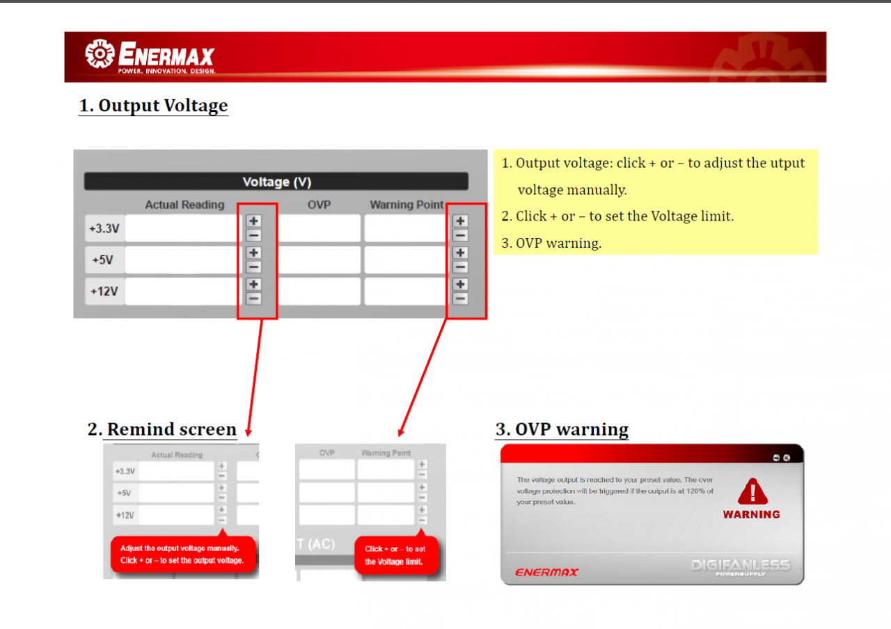 [22/01/2014] Enermax Digifanless-Software: Einstellbare Spannungen