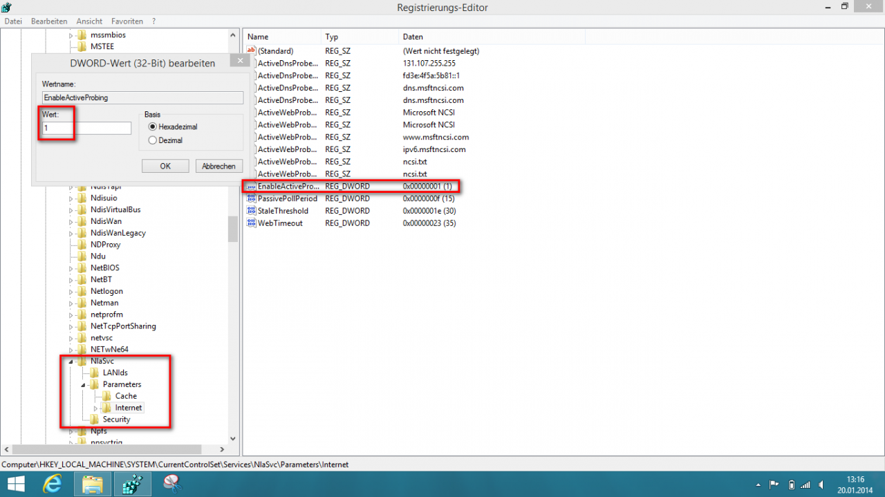 [20/01/2014] Windows Internet-Verbindung trennen: So stellen Sie die automatische Prüfung ab