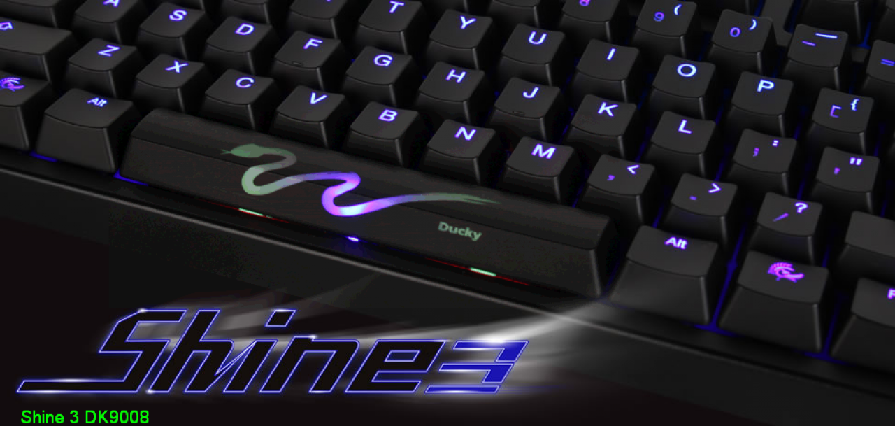 [05/03/2014] Ducky Shine 3: Mechanische Premium-Tastatur nun mit deutschem Layout (Leertaste als einzige mit zwei RGB-LEDs, englisches Layout im Bild)