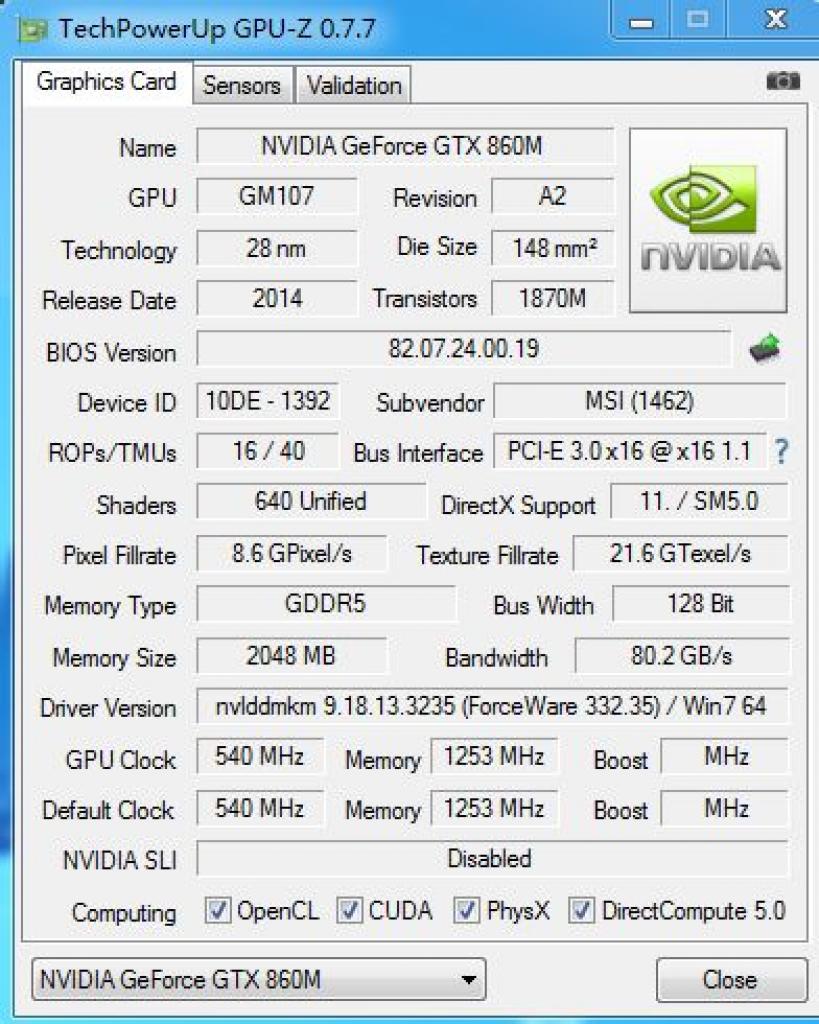 [05/03/2014] Nvidia Geforce GTX 860M: GPU-Z-Screenshot