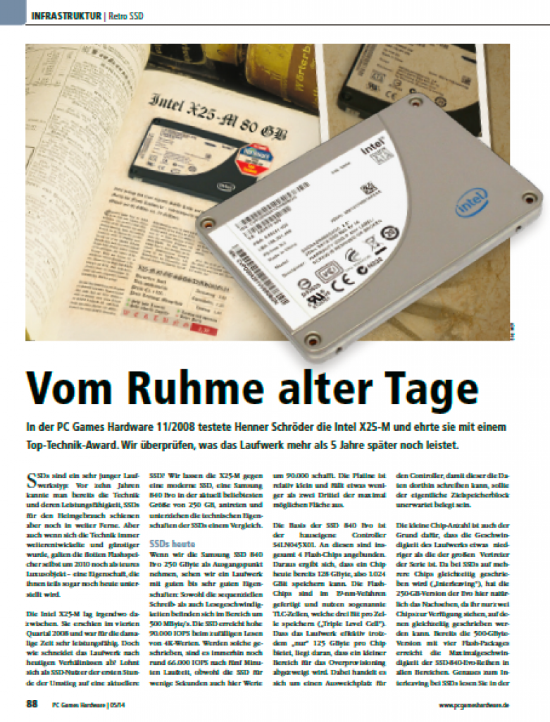 [28/03/2014] PCGH 05/2014: Intel-SSD X25-M im Test