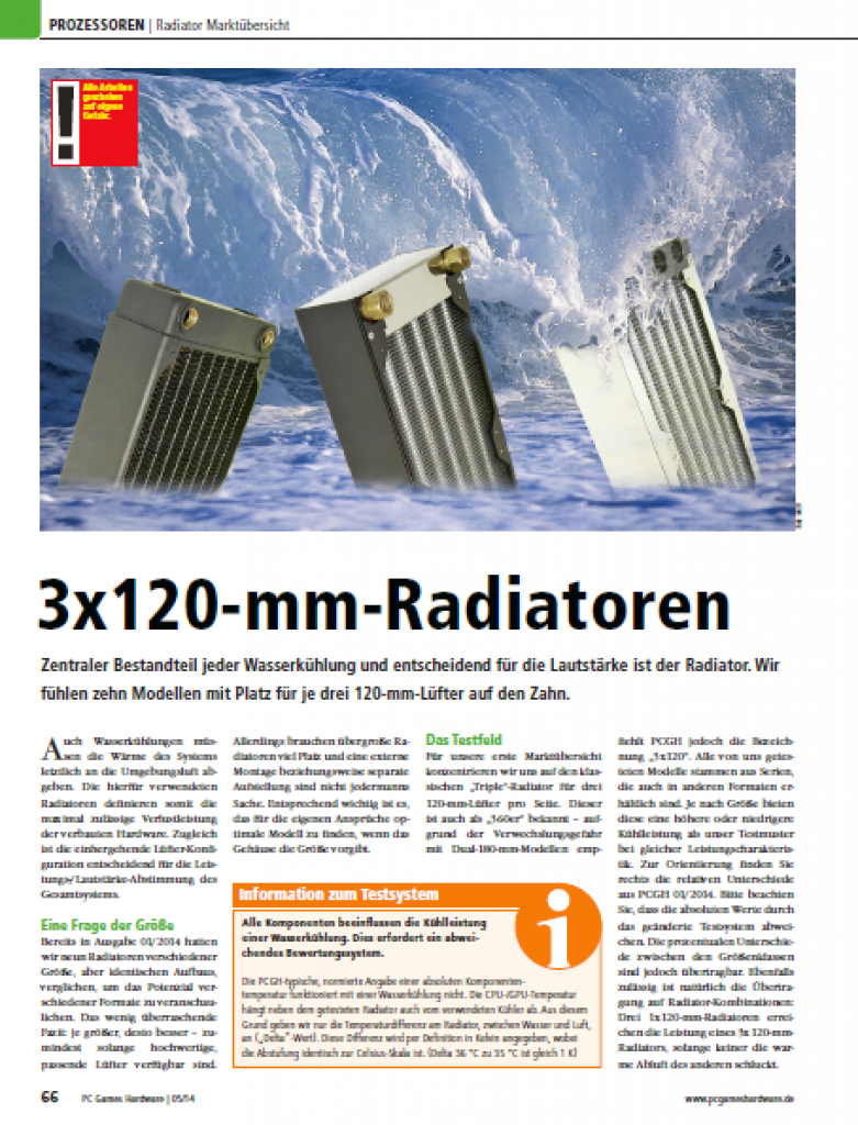 [28/03/2014] PCGH 05/2014: 360-mm-Radiatoren (3× 120 mm)