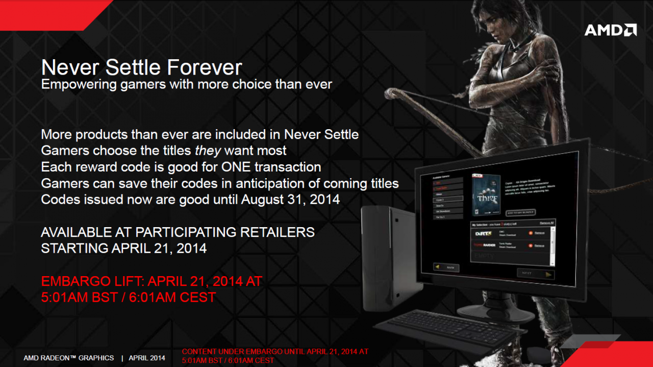 [17/04/2014] AMD Never Settle Forever nun für R9 290(X), R9 280(X) und Co.: Altes Prinzip, wenige neue Spiele (12)