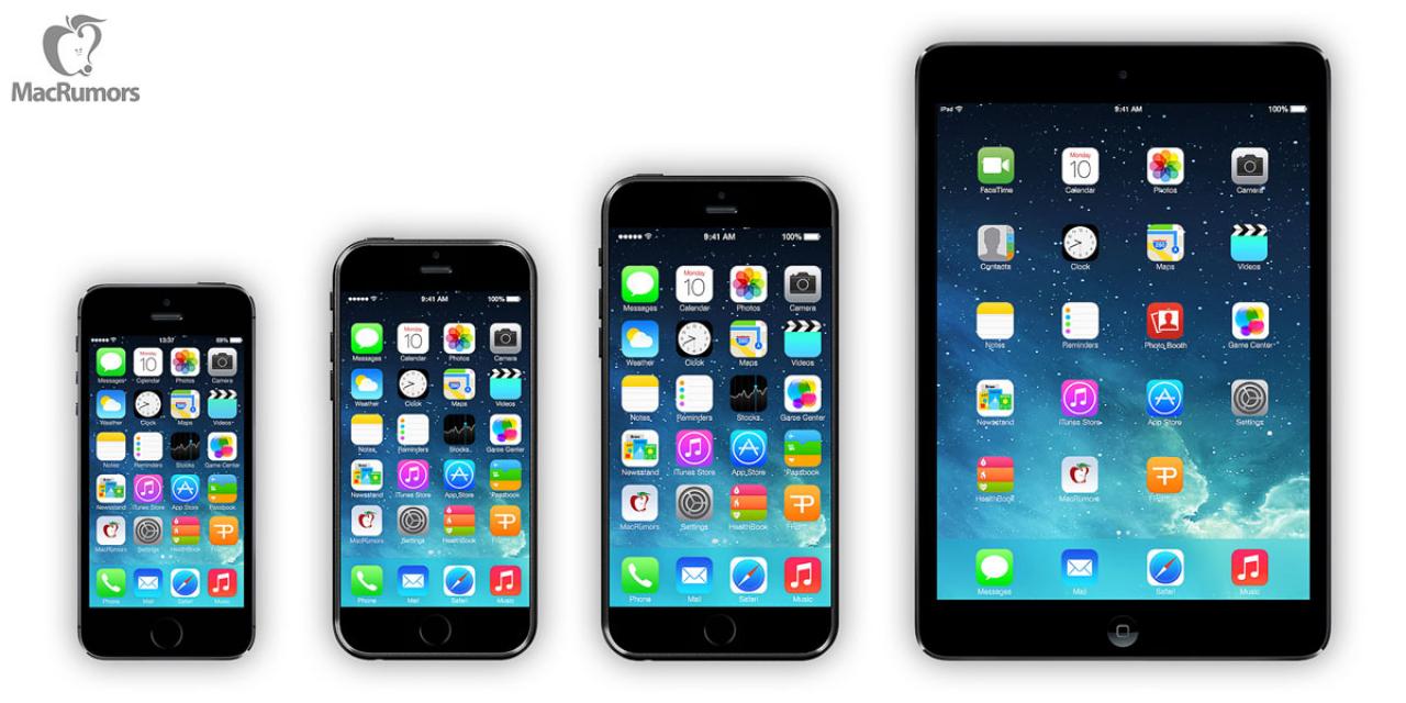 [09/04/2014] iPhone 6: Renderbilder anhand von Blaupausen erstellt - iPhone 5S (4 Zoll), iPhone 6 (4,7 Zoll), iPhone 6 (5,7 Zoll), iPad Mini (7,9 Zoll)
