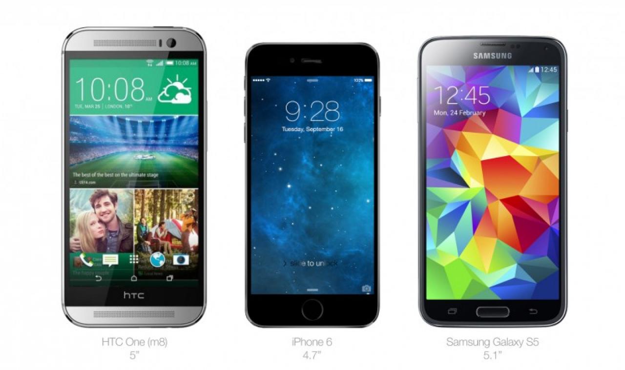 [25/04/2014] iPhone 6: Größenvergleich mit Galaxy S5, HTC One M8 & Co. auf Gerüchtebasis (1)