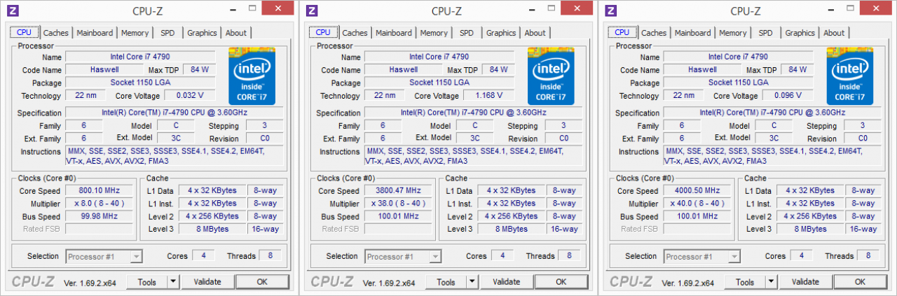 [10/05/2014] Intel Core i7-4790 - bitte beachten Sie, dass die Versorgungsspannung nicht immer korrekt ausgelesen wird (links, rechts)