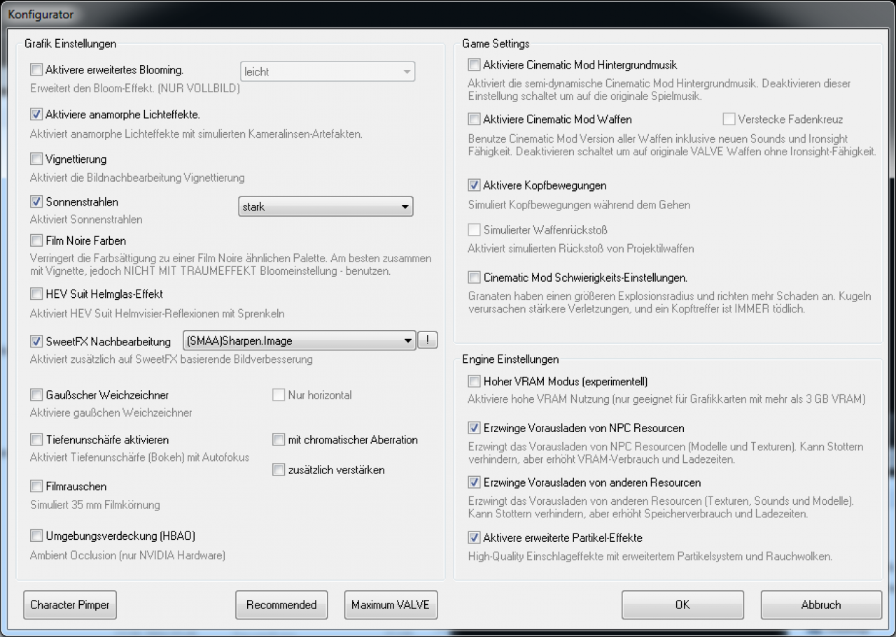 [17/07/2014] Fakefactory Cinematic Mod 13 Beta 1: Mit dieser Konfiguration haben wir die Benchmarks angefertigt (Luma Sharpen 0.50).