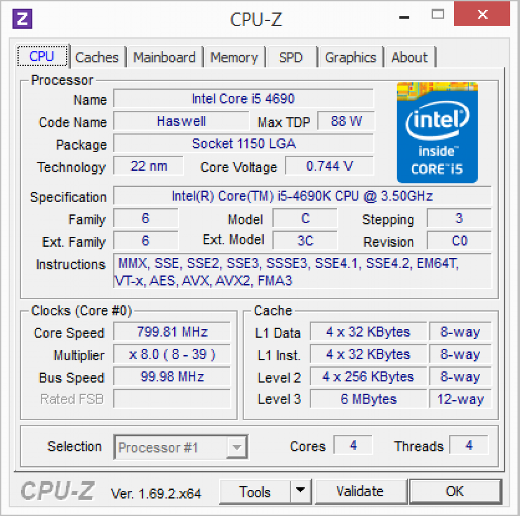 [18/07/2014] Intel Core i5 4690K Idle