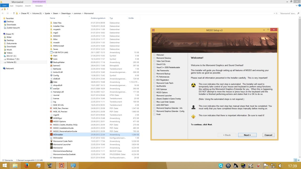 [03/07/2014] Morrowind Overhaul - Installation Schritt (1): Laden Sie Morrowind Overhaul herunter und entpacke Sie das Archiv in Ihr Morrowind-Verzeichnis. Starten Sie dann MOInstaller.exe. Wenn Sie bereit sind, die Installation zu starten, klicken Sie auf 
