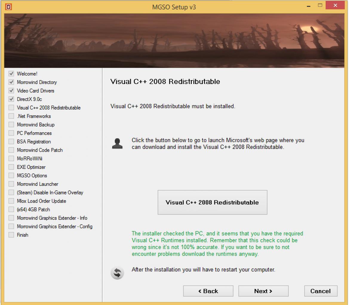 [03/07/2014] Morrowind Overhaul - Installation Schritt (5): ...Die Visual C++