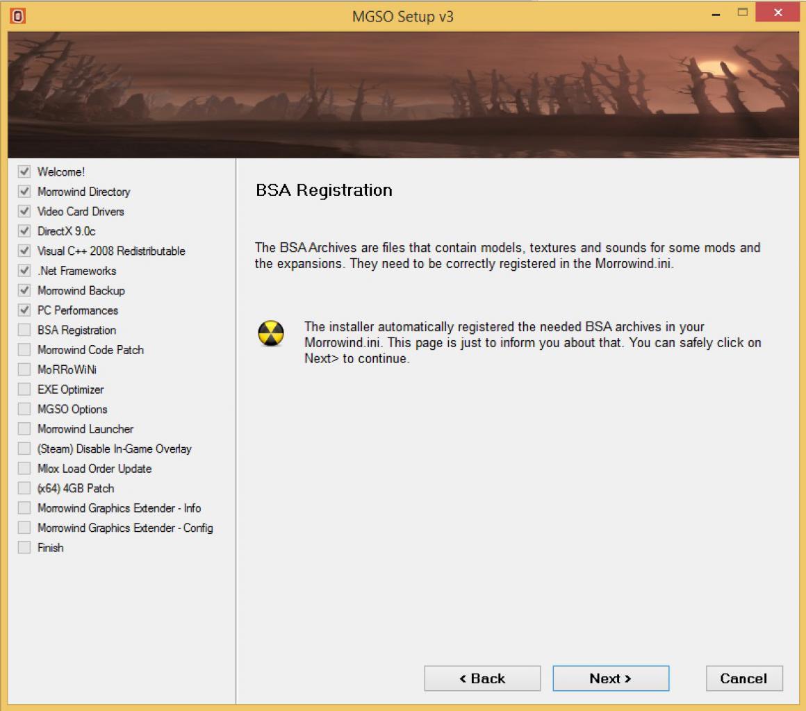 [03/07/2014] Morrowind Overhaul - Installation Schritt (9): Die Mod-Dateien werden nun registriert. Dies läuft automatisch ab.