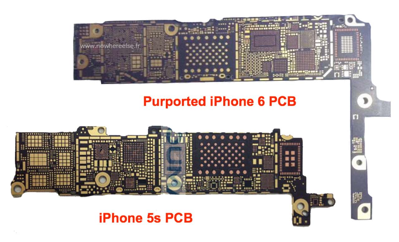 [28/07/2014] Ähnlich, aber doch anders: die vermeintliche iPhone-6-Platine im Vergleich zur Version im iPhone 5s.