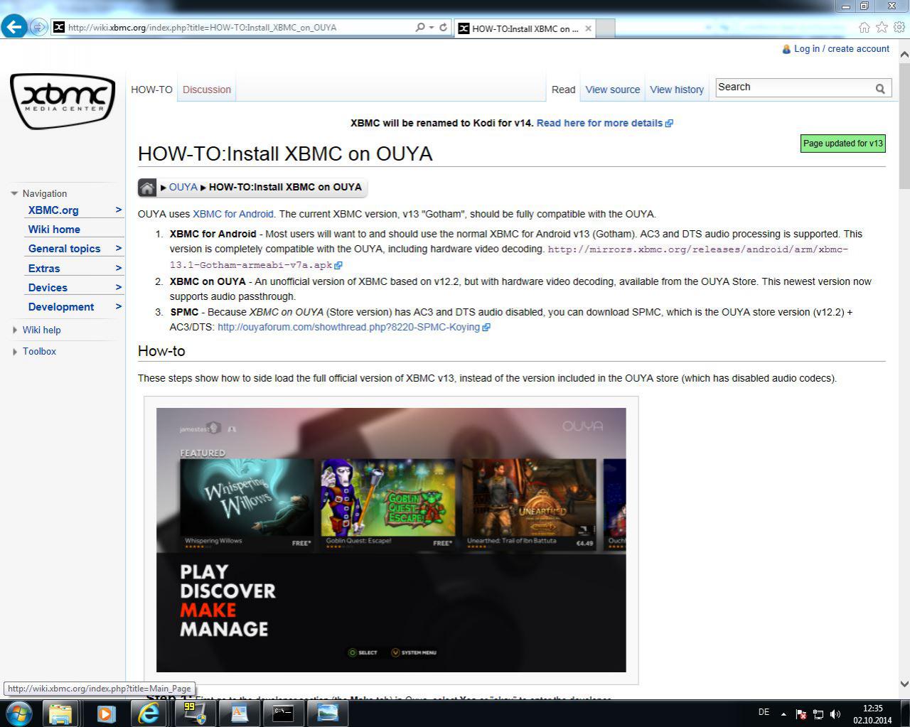 [02/10/2014] 4: Nachdem Sie das ADT entpackt haben, können Sie die die .apk-Datei des XMBC herunterladen.