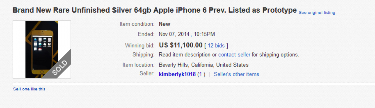 [11/11/2014] Update: iPhone-6-Prototyp für umgerechnet knapp 9.000 Euro verkauft